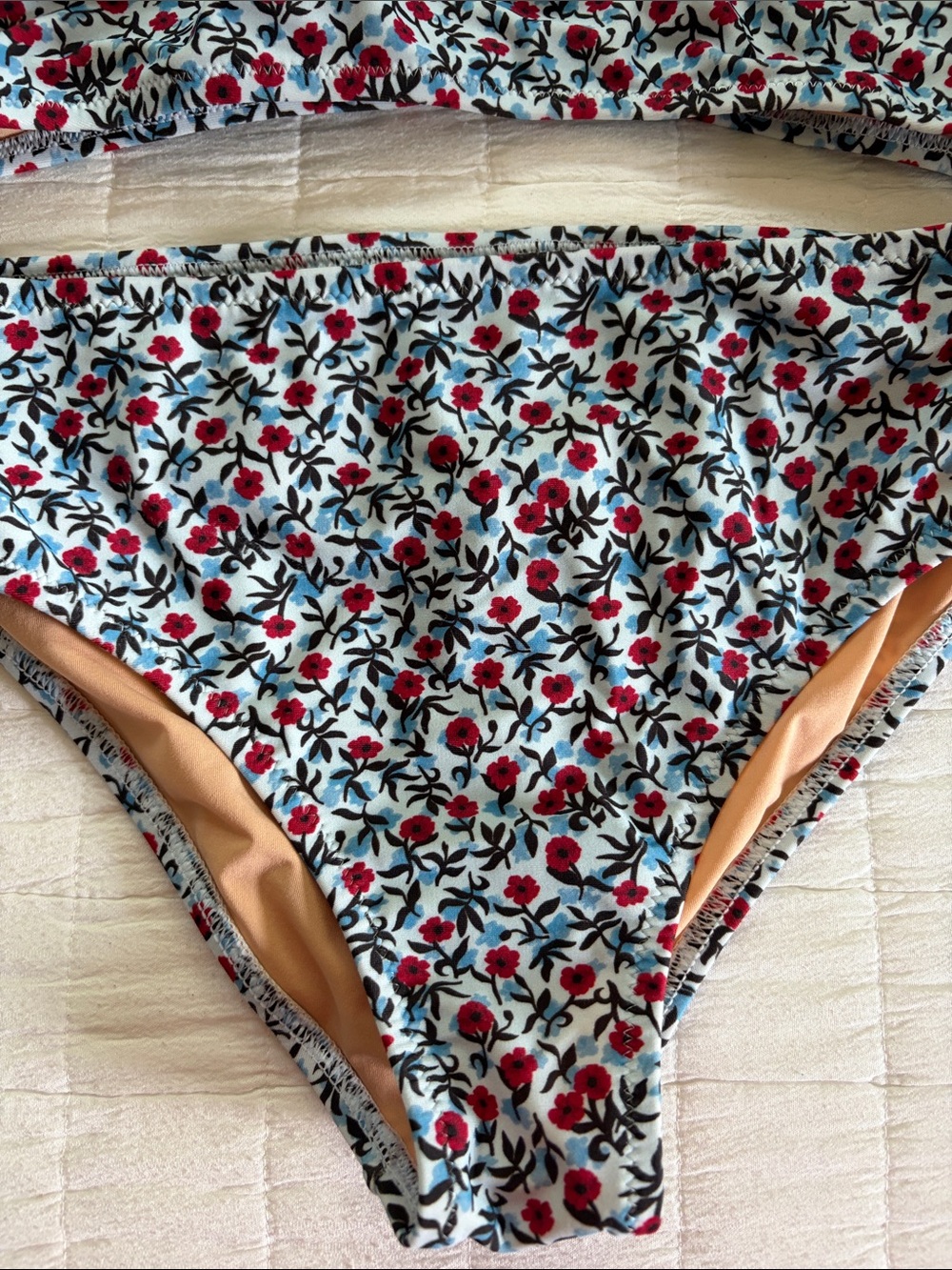 Crewcuts Blue Floral Two-Piece Bikini with Red Accents - Picture 3 of 5